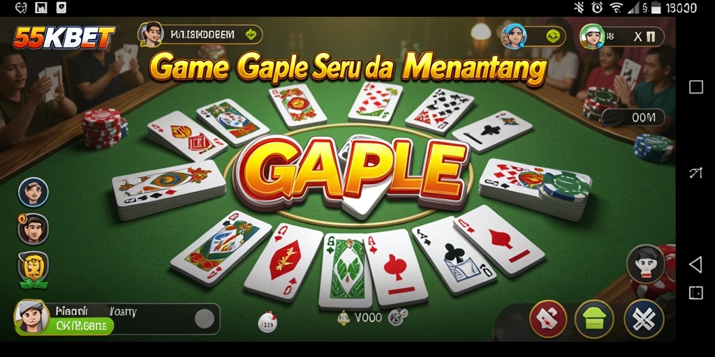 Tampilan gameplay seru dari 55KBET pada saat bermain Gaple.