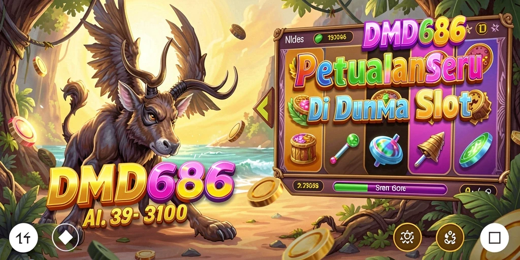 Tampilan gameplay DMD686 dengan fitur menarik dan simbol slot.