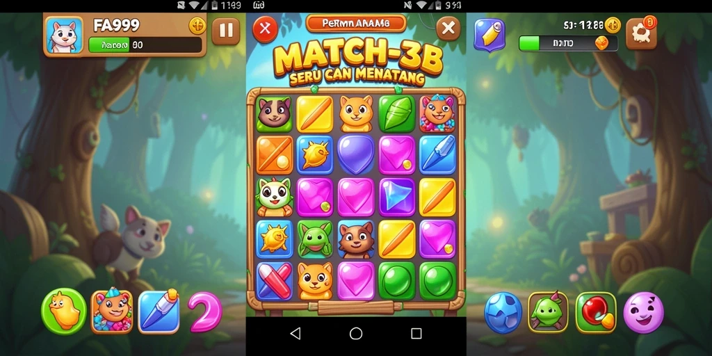 Tampilan gameplay menantang seru dalam FA99 Match-3.