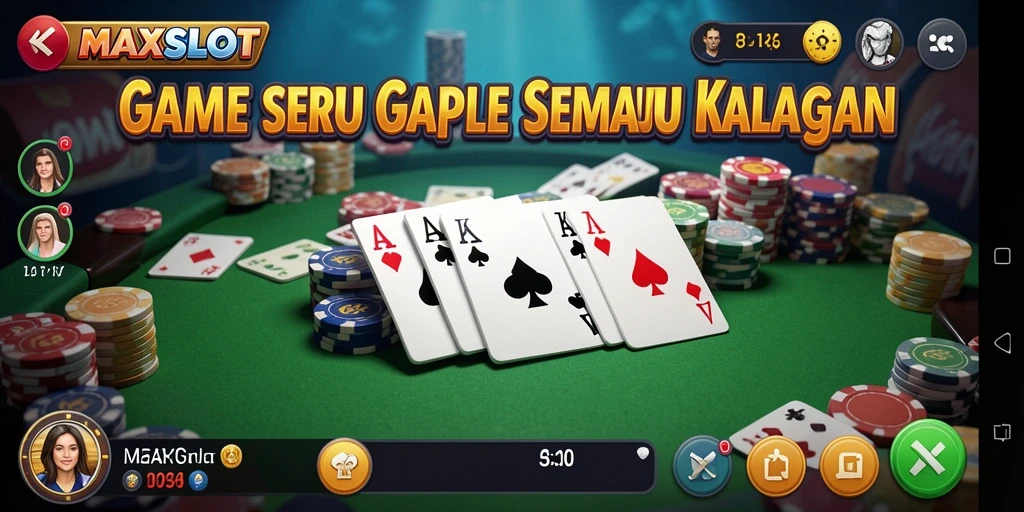 Tampilan gameplay seru dalam permainan Gaple MAXSLOT.