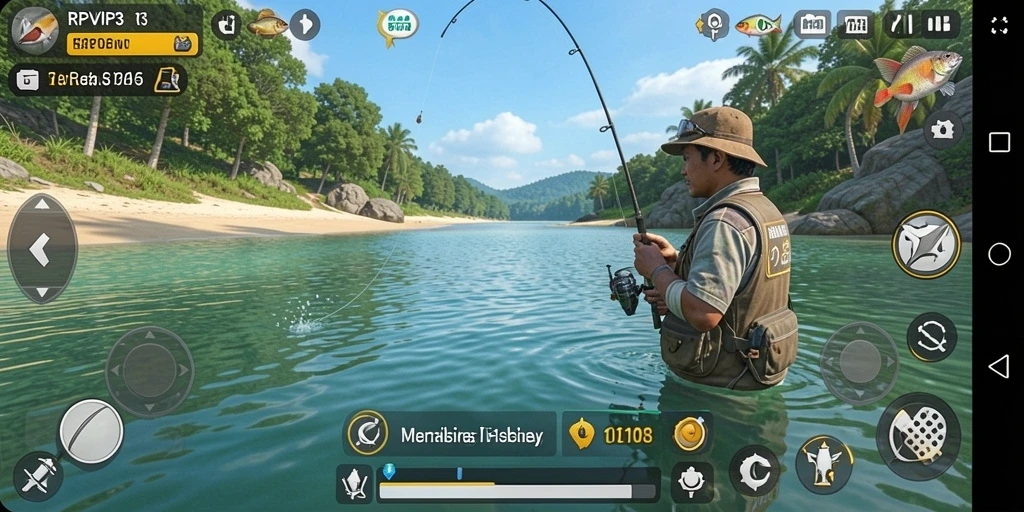 Tampilan gameplay memancing yang menakjubkan dan realistis di RPVIP3.