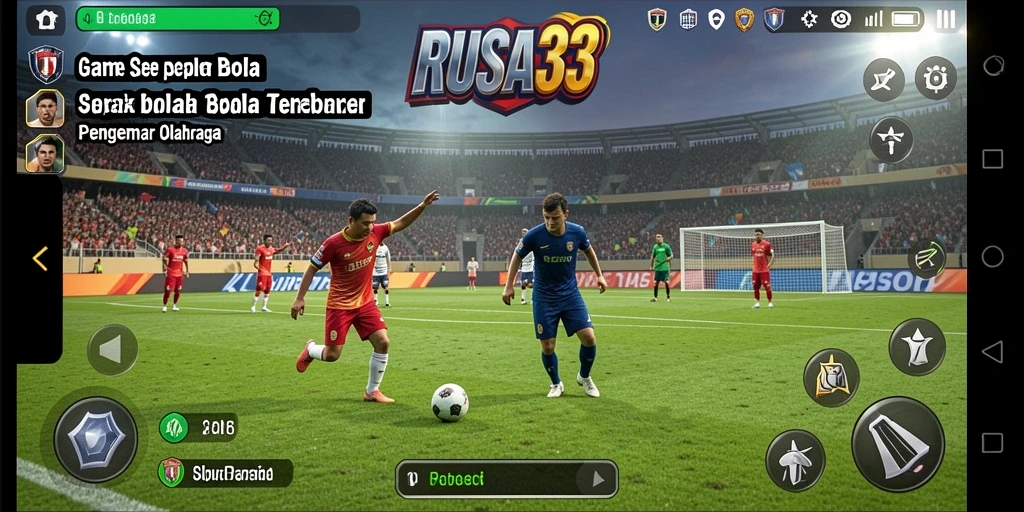 Screenshot RUSA33 menampilkan aksi seru pertandingan sepak bola.