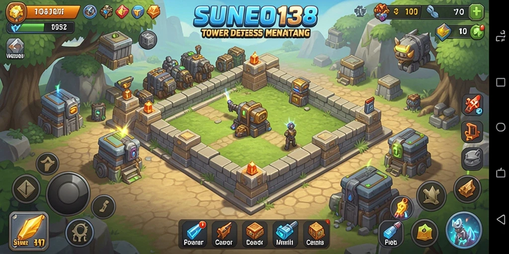 Tampilan menarik dari gameplay Tower Defense dalam SUNEO138.