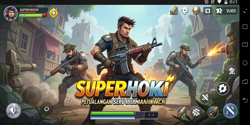 Tampilan menegangkan dari gameplay SUPERHOKI di tengah pertempuran.