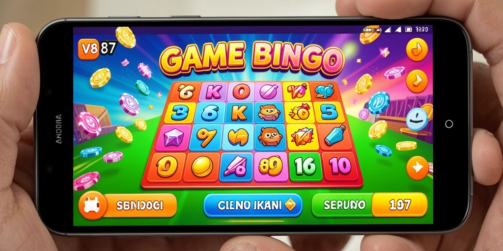 Screenshot gameplay V87 menunjukkan keseruan permainan Bingo yang interaktif.