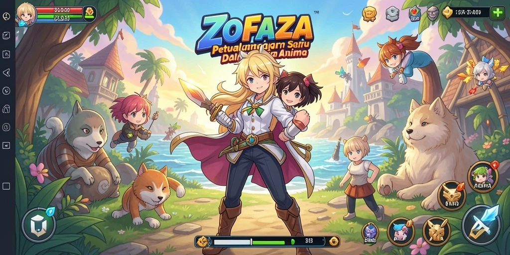 Gameplay seru di ZOFAZA dengan karakter anime yang dinamis.